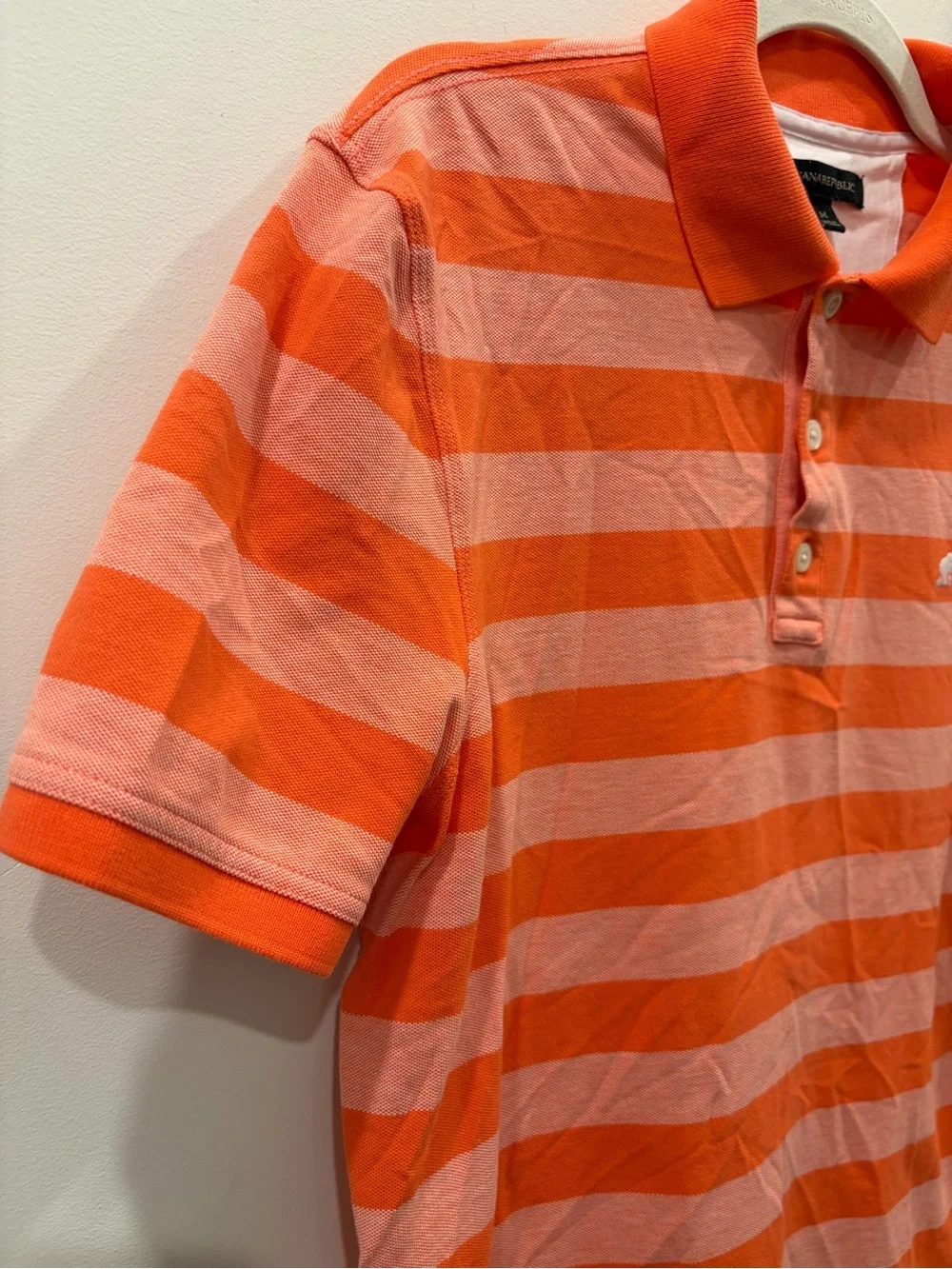 Banana‎ Republic Men’s Orange and Pink Striped Polo Shirt
